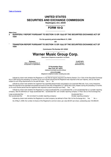 Vorschaubild Warner Music Group
 10-Q Quartalsbericht  