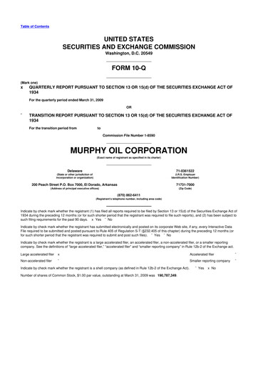 Thumbnail Murphy Oil
 10-Q Quarterly Report FY 