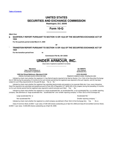 Vorschaubild Under Armour
 10-Q Quartalsbericht  