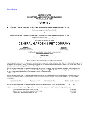 Miniature Central Garden & Pet 10-Q Rapport trimestriel  