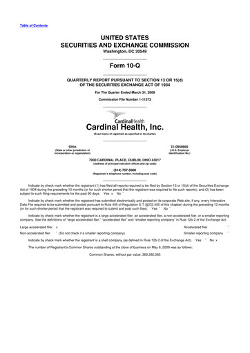 Thumbnail Cardinal Health 10-Q Quarterly Report FY 