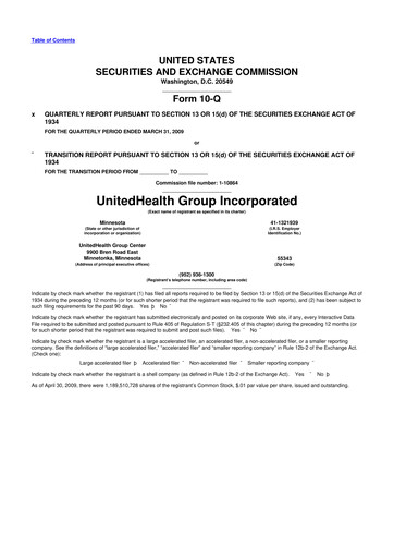 Thumbnail UnitedHealth 10-Q Quarterly Report FY 