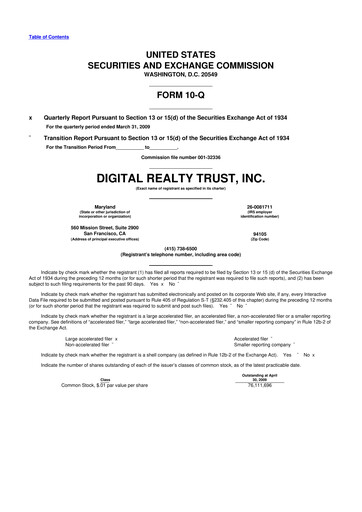 Vorschaubild Digital Realty 10-Q Quartalsbericht  