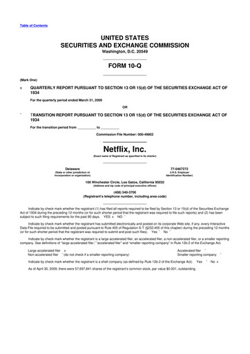 Miniature Netflix 10-Q Rapport trimestriel  