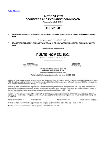 Vorschaubild PulteGroup 10-Q Quartalsbericht  