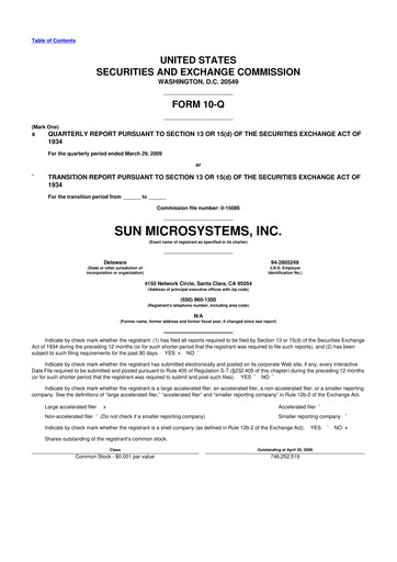 Thumbnail Sun Microsystems 10-Q Quarterly Report FY 