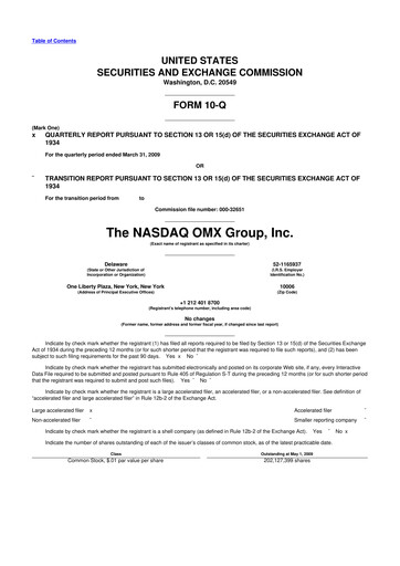 Thumbnail Nasdaq 10-Q Quarterly Report FY 