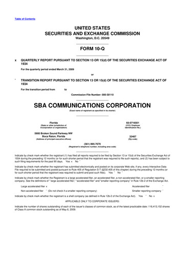 Miniature SBA Communications 10-Q Rapport trimestriel  