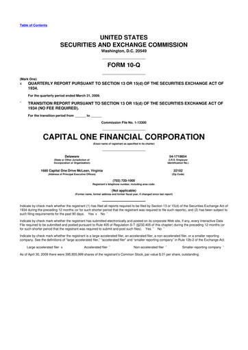 Thumbnail Capital One 10-Q Quarterly Report FY 