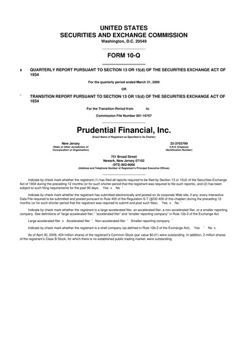 Thumbnail Prudential Financial 10-Q Quarterly Report FY 