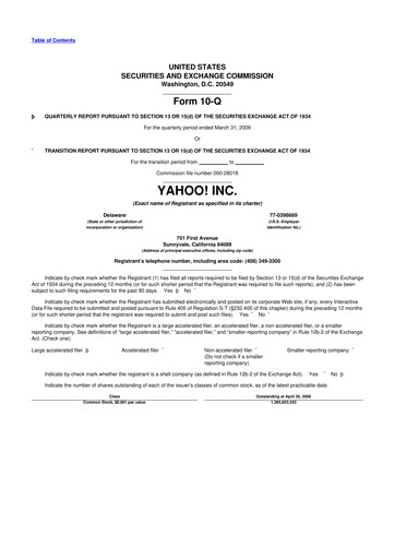 Thumbnail Yahoo Inc. 10-Q Quarterly Report FY 