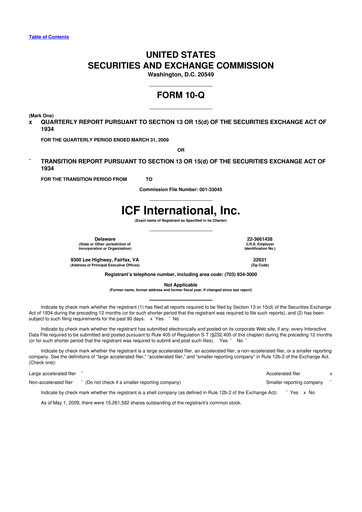 Thumbnail ICF International 10-Q Quarterly Report FY 