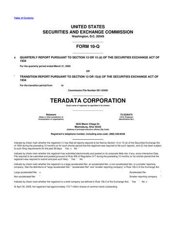 Thumbnail Teradata 10-Q Quarterly Report FY 