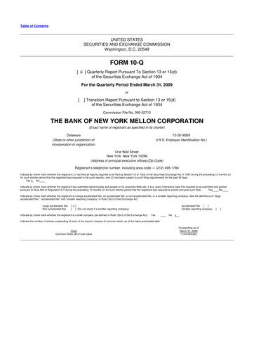 Vorschaubild BNY Mellon (Bank of New York Mellon) 10-Q Quartalsbericht  