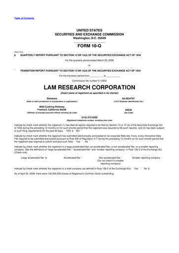 Vorschaubild Lam Research 10-Q Quartalsbericht  