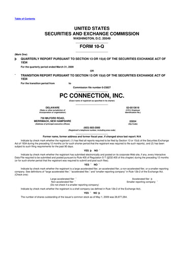 Miniature PC Connection
 10-Q Rapport trimestriel  