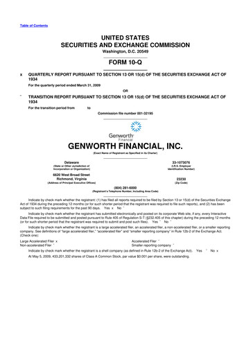 Miniature Genworth Financial
 10-Q Rapport trimestriel  
