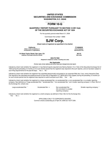 Thumbnail SJW Group
 10-Q Quarterly Report FY 