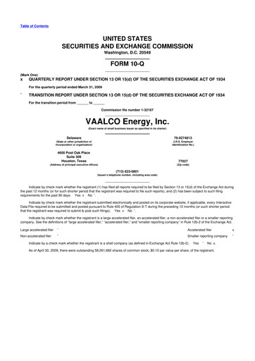 Thumbnail Vaalco Energy
 10-Q Quarterly Report FY 