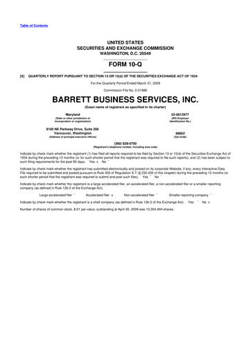Thumbnail Barrett Business Services 10-Q Quarterly Report FY 