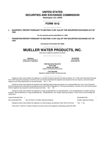 Thumbnail Mueller Water Products
 10-Q Quarterly Report FY 