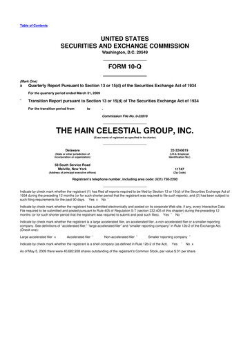 Thumbnail Hain Celestial 10-Q Quarterly Report FY 