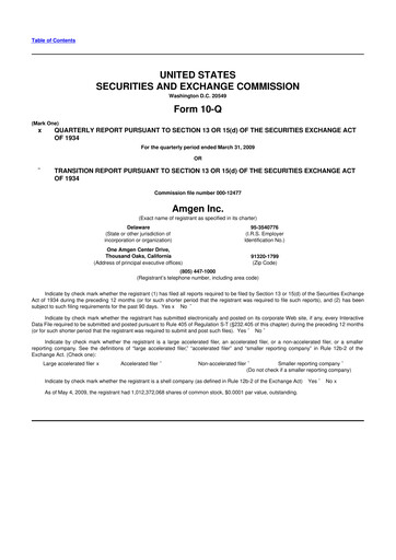 Miniature Amgen 10-Q Rapport trimestriel  