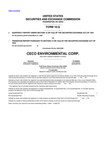 Thumbnail CECO Environmental
 10-Q Quarterly Report FY 
