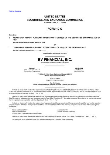 Thumbnail BV Financial 10-Q Quarterly Report FY 