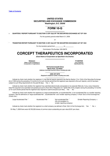 Thumbnail Corcept Therapeutics
 10-Q Quarterly Report FY 