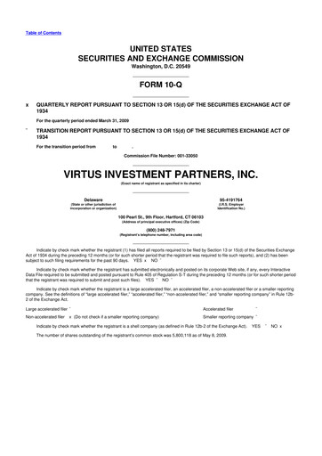 Vorschaubild Virtus Investment Partners 10-Q Quartalsbericht  