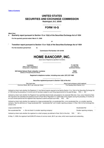 Thumbnail Home Bancorp
 10-Q Quarterly Report FY 