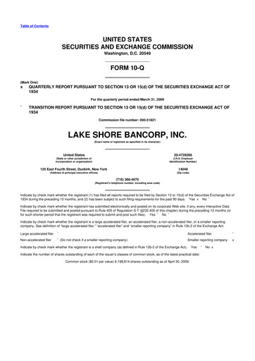 Thumbnail Lake Shore Bancorp 10-Q Quarterly Report FY 