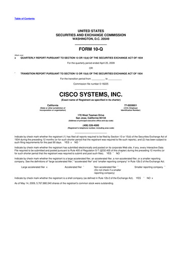 Miniature Cisco 10-Q Rapport trimestriel  