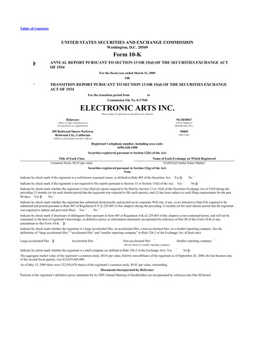 Thumbnail Electronic Arts 10-K Annual Report 