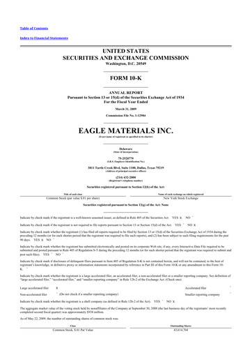 Thumbnail Eagle Materials
 10-K Annual Report 