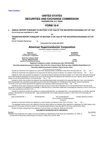 Thumbnail American Superconductor Corporation 10-K Annual Report 