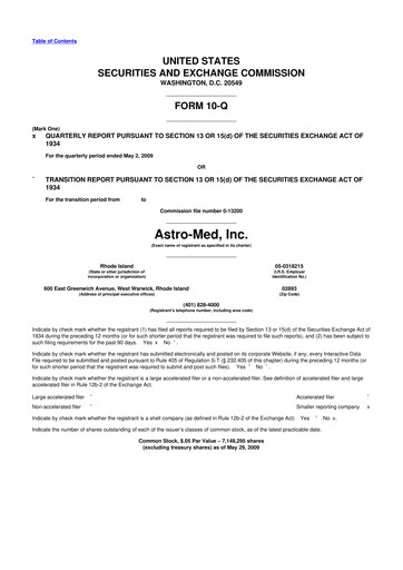 Miniature AstroNova, Inc. 10-Q Rapport trimestriel  