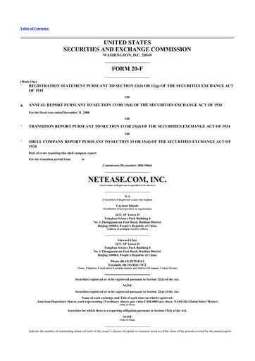 Thumbnail NetEase 20-F Annual Report 