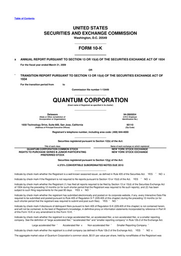 Vorschaubild Quantum Corporation 10-K Jahresbericht 