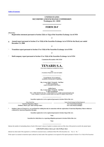 Thumbnail Tenaris 20-F Annual Report 