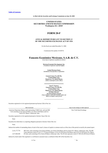 Thumbnail Fomento Económico Mexicano (FEMSA) 20-F Annual Report 