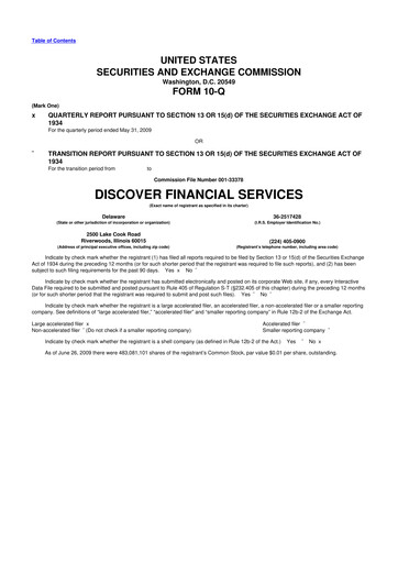 Thumbnail Discover Financial Services 10-Q Quarterly Report FY 