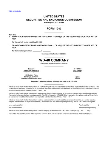 Thumbnail WD-40 Company
 10-Q Quarterly Report FY 