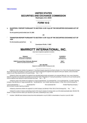 Vorschaubild Marriott International 10-Q Quartalsbericht  
