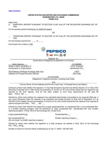 Miniature Pepsico 10-Q Rapport trimestriel  