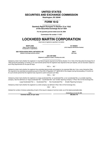 Thumbnail Lockheed Martin 10-Q Quarterly Report FY 