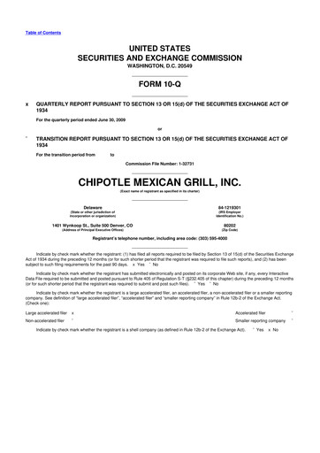 Thumbnail Chipotle Mexican Grill 10-Q Quarterly Report FY 