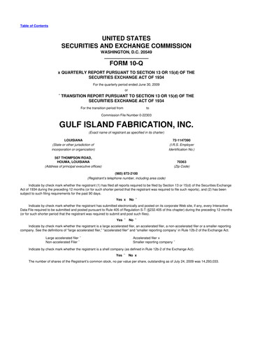 Thumbnail Gulf Island Fabrication
 10-Q Quarterly Report FY 