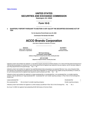 Thumbnail Acco Brands 10-Q Quarterly Report FY 